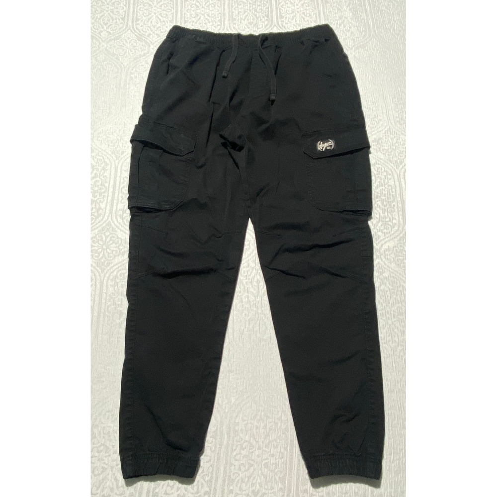 Zara Mens Black Cargo Jogger Pants Size Large Elastic Waist Utility Streetwear